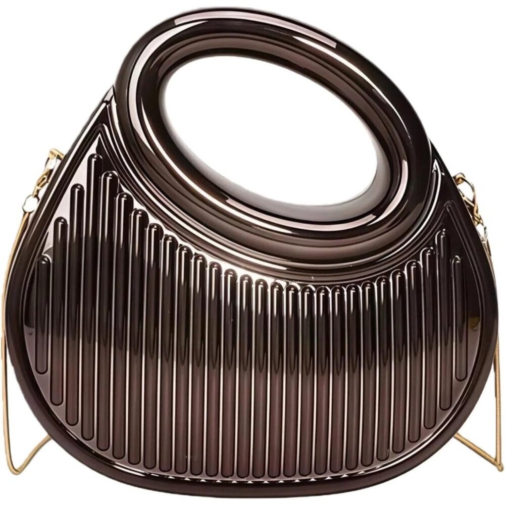 Women's Chocolate Acrylic Small Cute Buckle Moon Shaped Party Crossbody Clutch